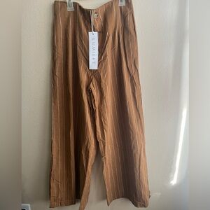 Lumiere Women's Brown Pinstripe Chinos